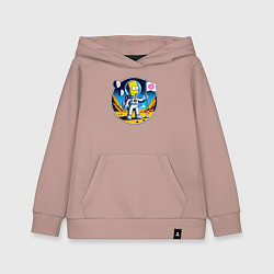 Толстовка детская хлопковая Космонавт Барт Симпсон на другой планете, цвет: пыльно-розовый