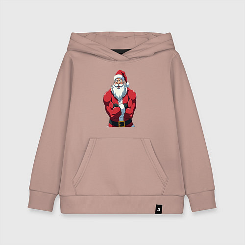 Детская толстовка-худи Дед мороз фитнес / Пыльно-розовый – фото 1