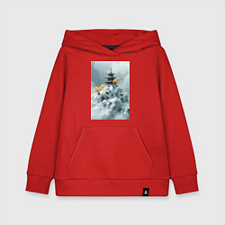 Толстовка детская хлопковая Тихий японский пейзаж, цвет: красный