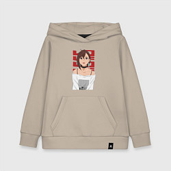 Толстовка детская хлопковая Дандадан: Момо, цвет: миндальный