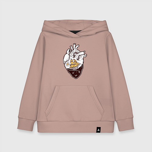Детская толстовка-худи Сердце корабля / Пыльно-розовый – фото 1
