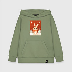 Толстовка детская хлопковая Снежный милый кролик, цвет: авокадо