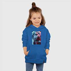 Толстовка детская хлопковая Дед мороз киберпанк, цвет: синий — фото 2