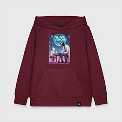 Толстовка детская хлопковая Беседа Морти с Риком-Веномом - нейроарт фантазия, цвет: меланж-бордовый
