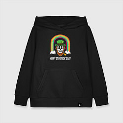 Толстовка детская хлопковая Happy St Patricks day - skull, цвет: черный