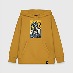 Толстовка детская хлопковая Trump-Venom superhero - ai art fantasy, цвет: горчичный