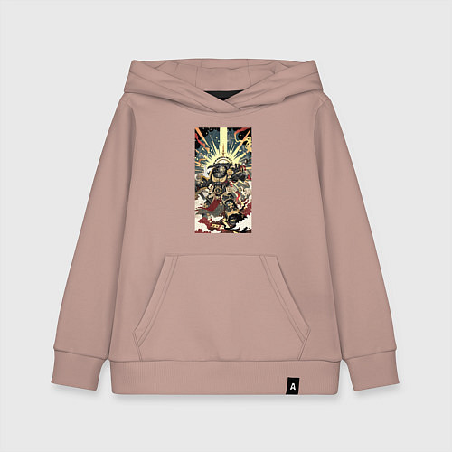 Детская толстовка-худи Иллюстрация космодесантника / Пыльно-розовый – фото 1