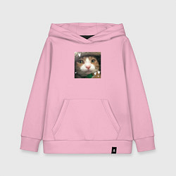 Толстовка детская хлопковая Рыжий кот - с сердечками, цвет: светло-розовый