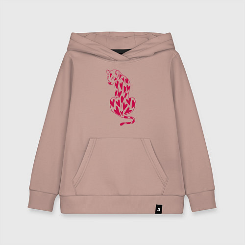 Детская толстовка-худи Гепард в сердцах / Пыльно-розовый – фото 1