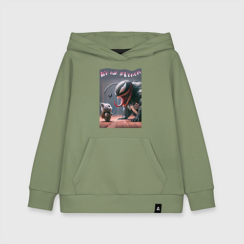 Детская толстовка-худи Мультяшные Веном и котёнок - мем / Авокадо – фото 1