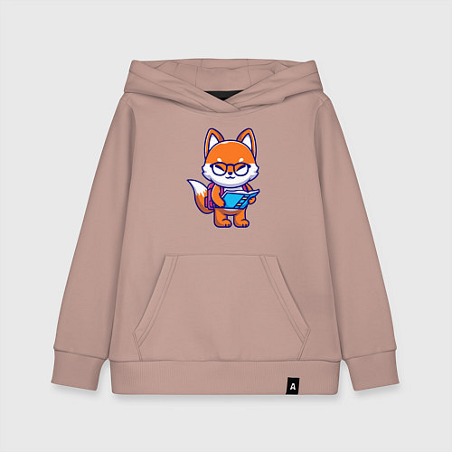 Детская толстовка-худи Лисичка с книгой / Пыльно-розовый – фото 1