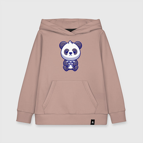 Детская толстовка-худи Геймер панда / Пыльно-розовый – фото 1