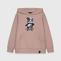 Толстовка детская хлопковая Cool panda on a skateboard - extreme, цвет: пыльно-розовый
