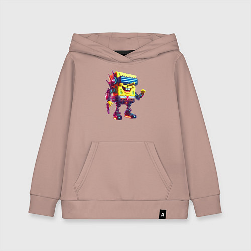 Детская толстовка-худи Sponge Bob - cyberpunk fantasy / Пыльно-розовый – фото 1