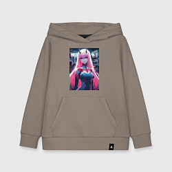 Толстовка детская хлопковая Darling in the Franxx - zero two - ai art, цвет: утренний латте