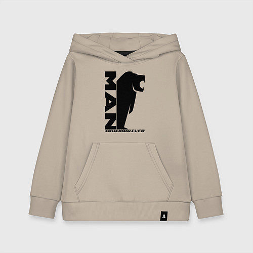 Детская толстовка-худи MAN дальнобойщик чёрный логотип / Миндальный – фото 1
