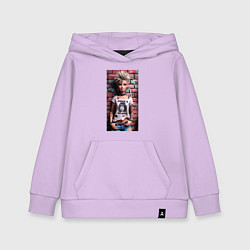 Толстовка детская хлопковая Barbie near wall - punks not dead, цвет: лаванда