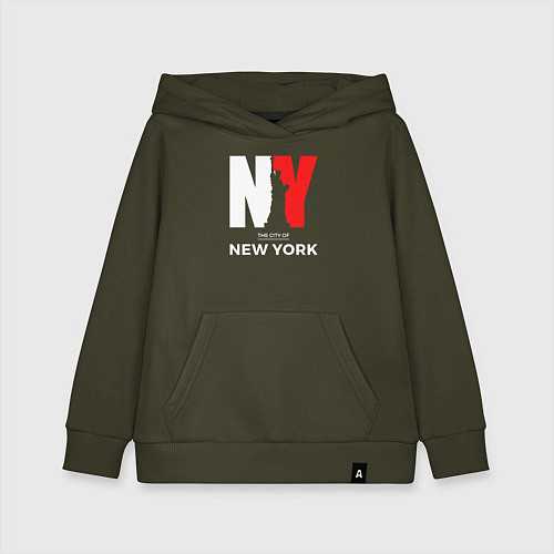 Детская толстовка-худи The city of New York / Хаки – фото 1