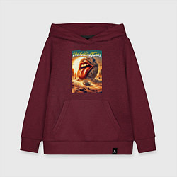 Толстовка детская хлопковая Rolling Stones - stylization of the logo, цвет: меланж-бордовый