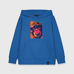 Толстовка детская хлопковая Обезьяна в очках big pop art, цвет: синий