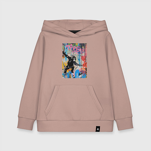 Детская толстовка-худи Monkey graffiti / Пыльно-розовый – фото 1