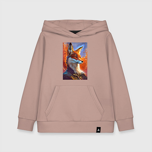 Детская толстовка-худи Fox fashionista - ai art fantasy / Пыльно-розовый – фото 1