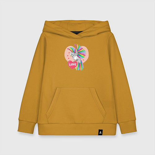 Детская толстовка-худи Color bird / Горчичный – фото 1