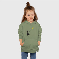 Толстовка детская хлопковая Девочка и банан, цвет: авокадо — фото 2