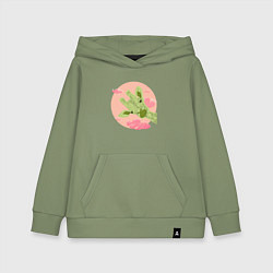 Толстовка детская хлопковая Жирафик и розовые облака, цвет: авокадо