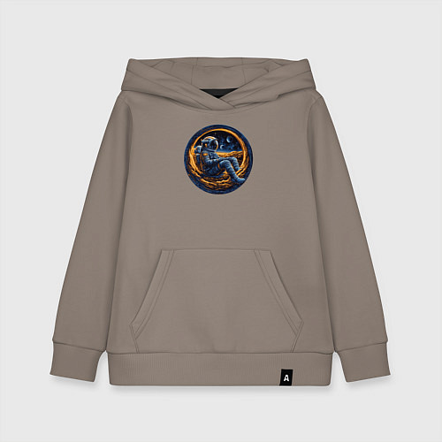 Детская толстовка-худи Космонавт внутри луны / Утренний латте – фото 1