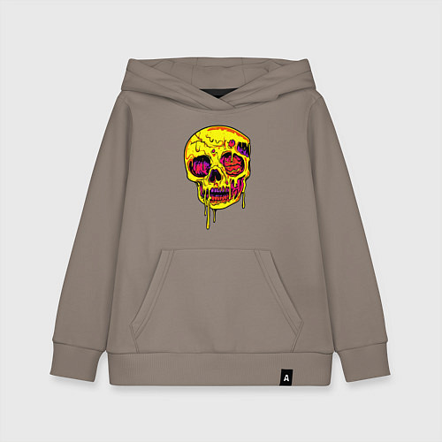 Детская толстовка-худи Желтый растекшийся череп / Утренний латте – фото 1