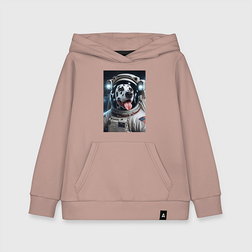 Детская толстовка-худи Космонавт далматинец в скафандре - нейроарт / Пыльно-розовый – фото 1