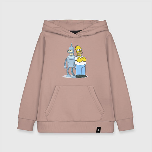 Детская толстовка-худи Гомер и Бендер / Пыльно-розовый – фото 1