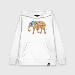 Толстовка детская хлопковая Батик слон индийский, цвет: белый