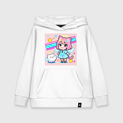 Толстовка детская хлопковая Милая кошка в сарафане, цвет: белый