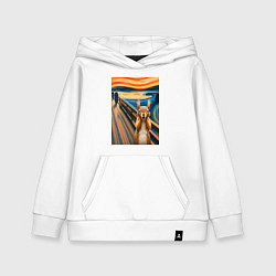 Толстовка детская хлопковая Белка кричит - мем нейросеть, цвет: белый