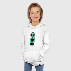Толстовка детская хлопковая Девочка инопланетянин с телефоном, цвет: белый — фото 2