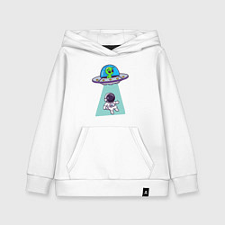 Толстовка детская хлопковая Похищение космонавта, цвет: белый