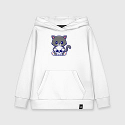Толстовка детская хлопковая Котик и черепок, цвет: белый