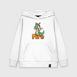 Толстовка детская хлопковая Огненный дракоша, цвет: белый