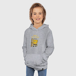 Толстовка детская хлопковая Спанч Боб - нафиг я сюда пришел цитата, цвет: меланж — фото 2