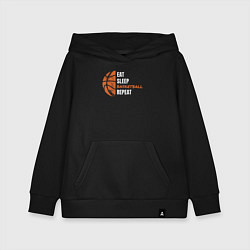 Толстовка детская хлопковая Eat sleep basketball, цвет: черный