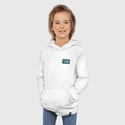 Толстовка детская хлопковая Номер 120 - Игра в кальмара, цвет: белый — фото 2