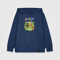 Толстовка детская хлопковая Queen, мультяшный стиль на черном, цвет: тёмно-синий