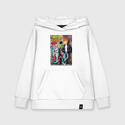 Толстовка детская хлопковая Бендер и Фрай - панк жив, цвет: белый