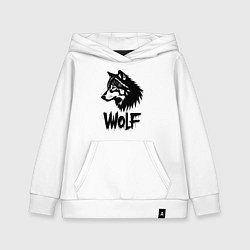 Толстовка детская хлопковая Волк в стиле граффити, цвет: белый