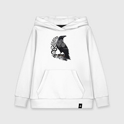 Толстовка детская хлопковая Суровый ворон в кельтском стиле - символ воинов, цвет: белый