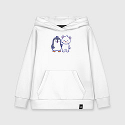 Толстовка детская хлопковая Пингвин и белый медведь, цвет: белый