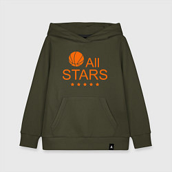 Толстовка детская хлопковая All stars (баскетбол), цвет: хаки