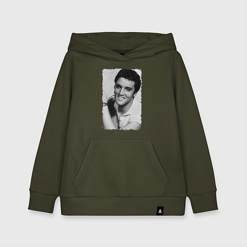 Детская толстовка-худи Улыбка Элвиса / Хаки – фото 1